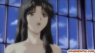 Japanese hentai shemales take on hard anal sex in front of their classmates!