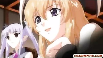 Japanese hentai shemales take on hard anal sex in front of their classmates!