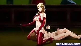 Whipped and Licked - Bondage Hentai Guy's Cock and Busty Anime Pussy