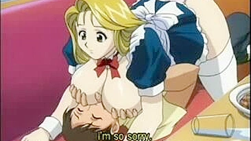 Hentai Video - Blonde Anime Waitress with Massive Tits Gets Her Nipples Sucked Hard