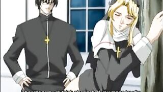 Horny hentai nun bound and punished by sadistic high priest in kinky bondage ritual