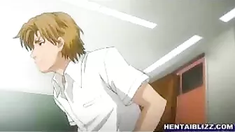 Hentai heaven! Big-boobed coed enjoys steamy gangbang with oral sex in swimsuit