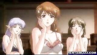 Hentai Co-Eds' Threesome with Lucky Guy's Cock