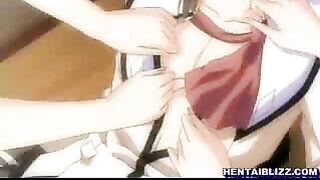 Hentai Co-Eds' Threesome with Lucky Guy's Cock