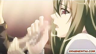 Busty Hentai Coed Sucking Stiff Dick and Swallowing Cum!