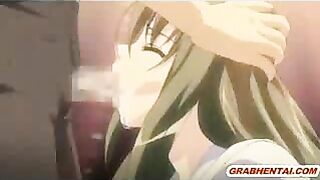 Busty Hentai Coed Sucking Stiff Dick and Swallowing Cum!