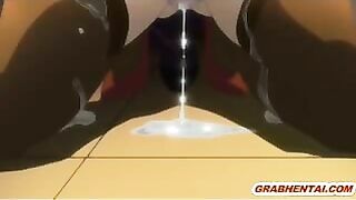 Busty Hentai Coed Sucking Stiff Dick and Swallowing Cum!