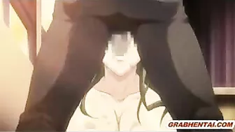 Busty Hentai Coed Sucking Stiff Dick and Swallowing Cum!