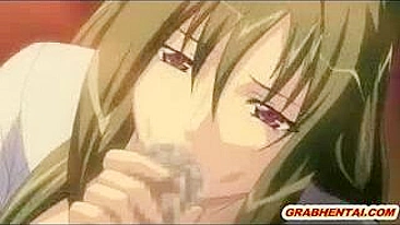 Busty Hentai Coed Sucking Stiff Dick and Swallowing Cum!