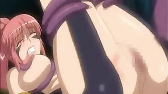 Busty Hentai Girl Gets Whipped and Drilled by Giant Penis Tentacles