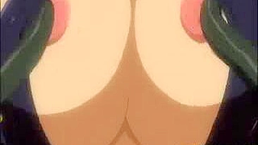 Busty Hentai Girl Gets Whipped and Drilled by Giant Penis Tentacles