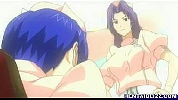 Naughty Nurse Gets Bottle Fucked in Her Pussy and Ass by Hentai Lover