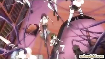 Tentacle Monster Dominates Hentai Girls in Wild Sex Orgy