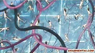 Tentacle Gangbang of Busty Hentai Group - Ultimate Fantasy Fulfilled