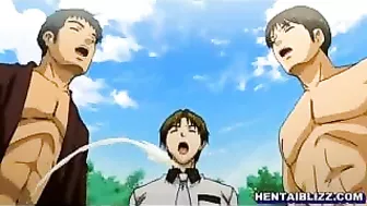 Big-Boobed Hentai Coeds Lick Wet Pussies and Fuck Outdoors