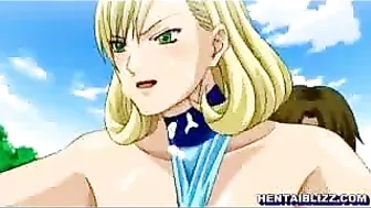 Big-Boobed Hentai Coeds Lick Wet Pussies and Fuck Outdoors