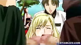 Big-Boobed Hentai Coeds Lick Wet Pussies and Fuck Outdoors