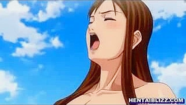 Big-Boobed Hentai Coeds Lick Wet Pussies and Fuck Outdoors