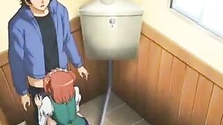 Girl Gets Tittyfucked and Standingfucked in Public Toilet Hentai Video