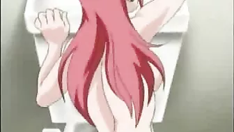 Hentai Babe Gets Hardcore in Public Toilet with Dick-Sucking and Fucking