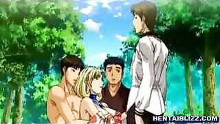 Outdoor Groupsex with Big-Titted Hentai Swimsuit Beauties