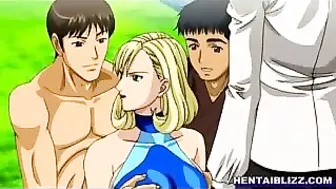 Outdoor Groupsex with Big-Titted Hentai Swimsuit Beauties