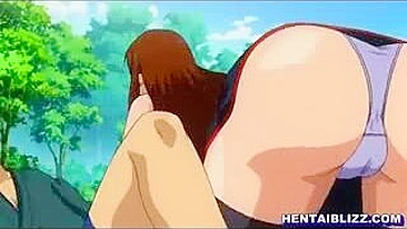 Outdoor Groupsex with Big-Titted Hentai Swimsuit Beauties