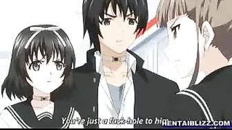 Bound and Gagged Hentai Coed Gets Blowjob