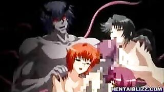 Hentai Girls' Wild Ride - Hard Drilling by Monster Tentacles and Cumming All Over