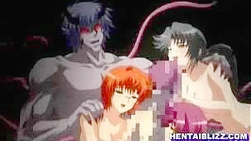 Hentai Girls' Wild Ride - Hard Drilling by Monster Tentacles and Cumming All Over