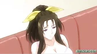 Japanese MILF shows off her busty body in kinky hentai play