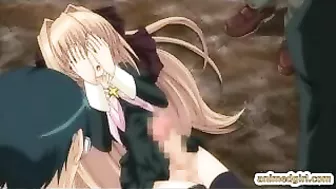 Horny Shemale Coeds Gangbanged in Wild Hentai Orgy