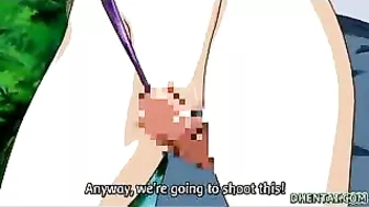 Sexy Busty Hentai Taking Photos on the Beach During Steamy Sex Session