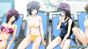 Hentai Threesome with Busty Babes and Cum Show