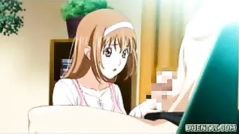 Sexy Schoolgirl Sucks Cock in Hentai Video