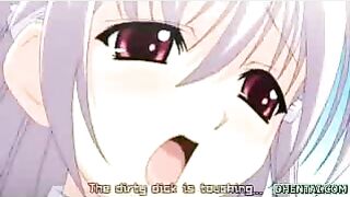 Busty Hentai Girl Touch Her Big Tits in Public