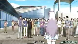 Busty Hentai Girl Touch Her Big Tits in Public
