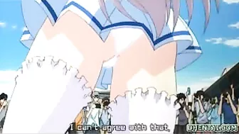 Busty Hentai Girl Touch Her Big Tits in Public