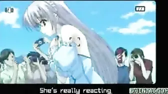 Busty Hentai Girl Touch Her Big Tits in Public