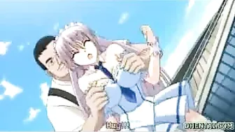 Busty Hentai Girl Touch Her Big Tits in Public