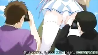 Busty Hentai Girl Touch Her Big Tits in Public