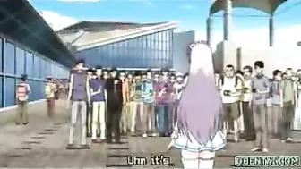 Busty Hentai Girl Touch Her Big Tits in Public