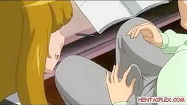 Japanese Anime Porn - Busty Teacher Tittyfucks and Rides Stiff Cock