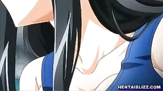 Hentai Swimsuit Girl Gives Blowjobs and Cumshots to Multiple Partners