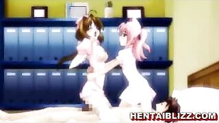 Unlucky Guy Gets Two Tittyfucking Hentai Nurses in a Gangbang