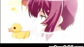 Shemale hentai Masturbation in Steamy Bath