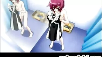 Shemale hentai Masturbation in Steamy Bath