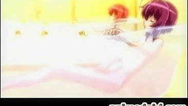 Shemale hentai Masturbation in Steamy Bath