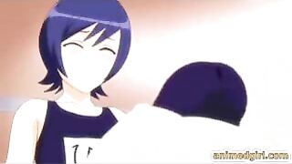 Shemale hentai's titillating tittyfuck session with a buxom anime babe!