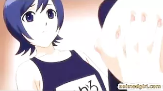 Shemale hentai's titillating tittyfuck session with a buxom anime babe!